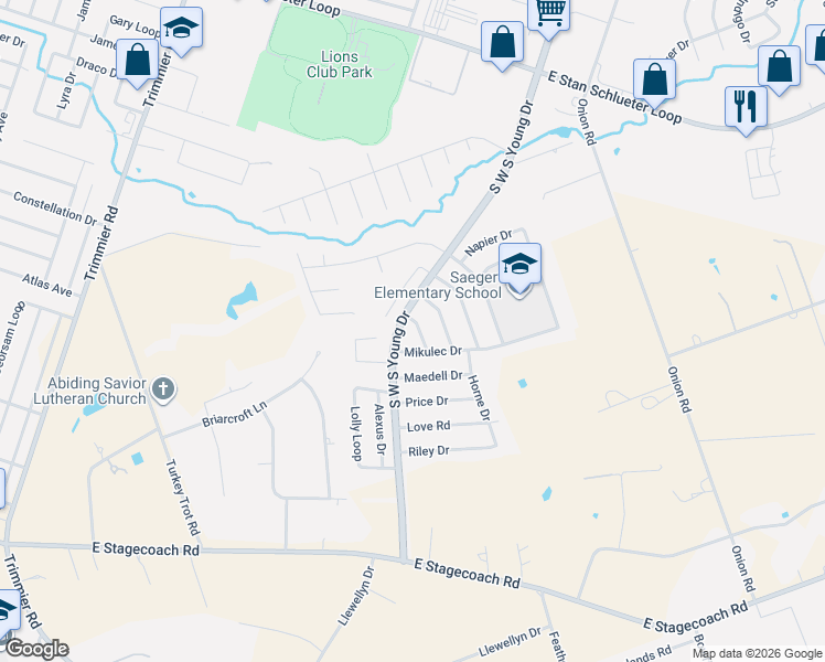 map of restaurants, bars, coffee shops, grocery stores, and more near 5812S South W. S. Young Drive in Killeen