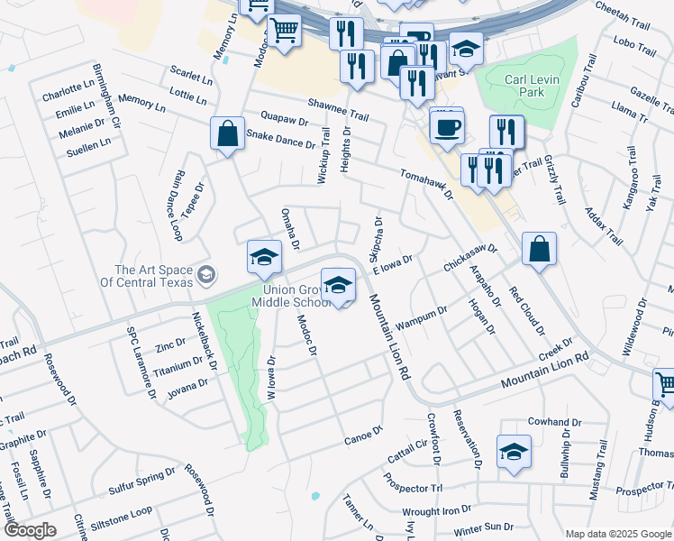 map of restaurants, bars, coffee shops, grocery stores, and more near 2320 Pontiac Drive in Harker Heights