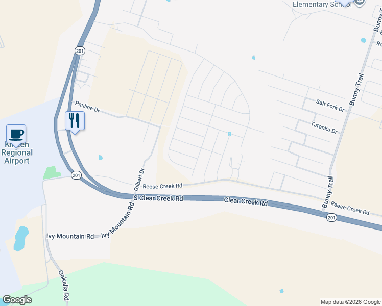 map of restaurants, bars, coffee shops, grocery stores, and more near 4402 Jim Foley Drive in Killeen