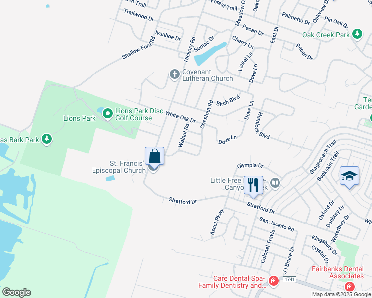 map of restaurants, bars, coffee shops, grocery stores, and more near 3214 Aspen Trail in Temple