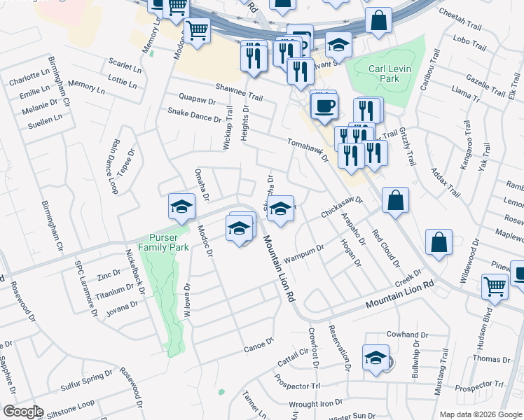map of restaurants, bars, coffee shops, grocery stores, and more near 2408 Catawba Loop in Harker Heights