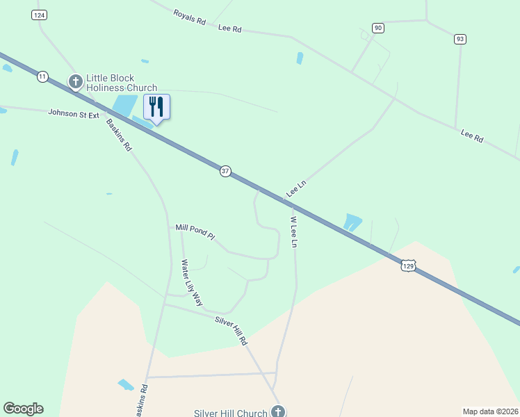 map of restaurants, bars, coffee shops, grocery stores, and more near 15 Mill Pond Place in Lakeland