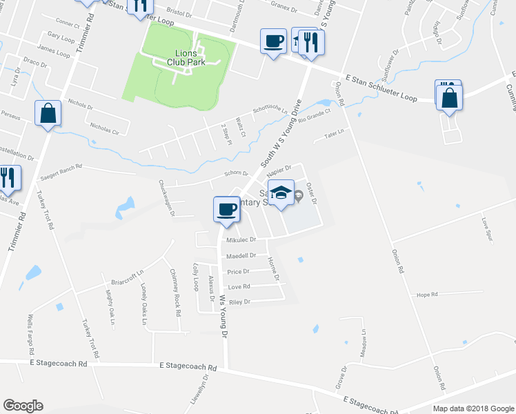 map of restaurants, bars, coffee shops, grocery stores, and more near 5513 Orts Drive in Killeen