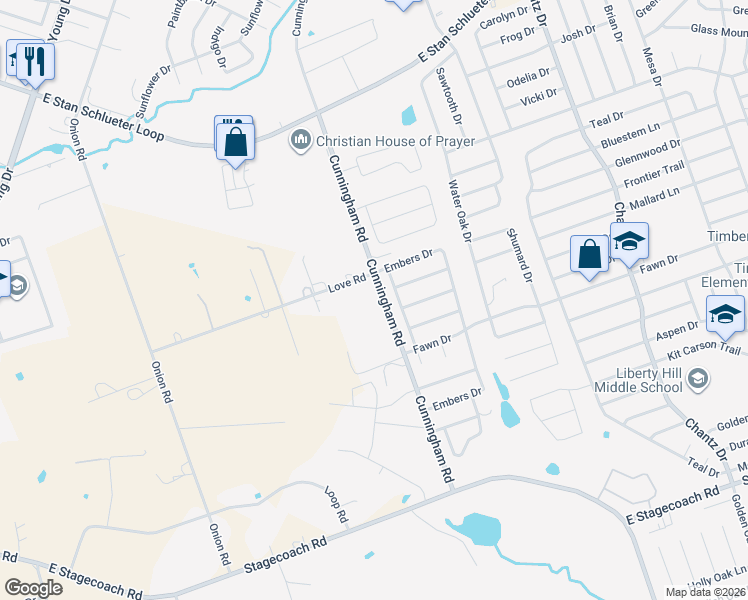 map of restaurants, bars, coffee shops, grocery stores, and more near 3702 Love Road in Killeen