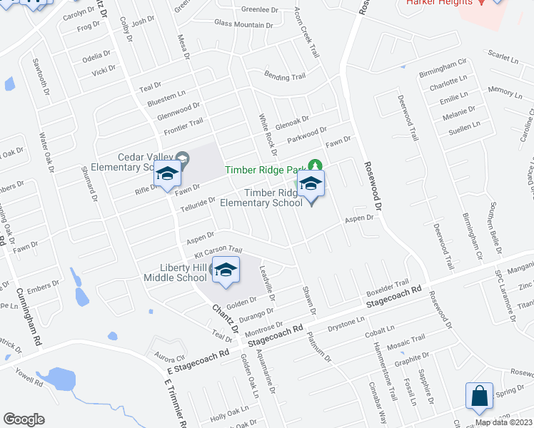map of restaurants, bars, coffee shops, grocery stores, and more near 5402 Gunnison Drive in Killeen