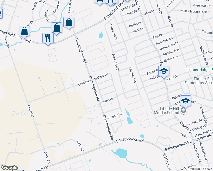 map of restaurants, bars, coffee shops, grocery stores, and more near 4203 Windwood Drive in Killeen