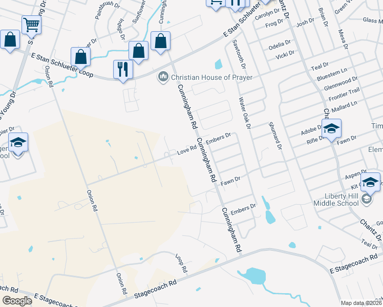map of restaurants, bars, coffee shops, grocery stores, and more near 3702 Love Road in Killeen