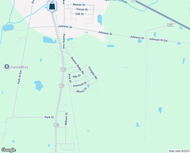 map of restaurants, bars, coffee shops, grocery stores, and more near Watson Drive in Ray City