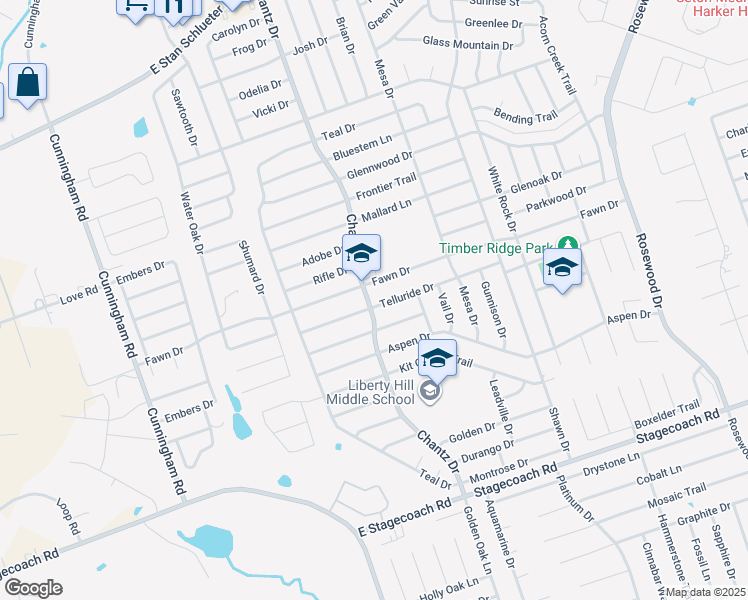 map of restaurants, bars, coffee shops, grocery stores, and more near 4401 Telluride Drive in Killeen