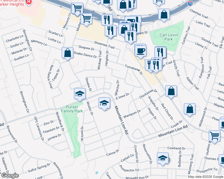 map of restaurants, bars, coffee shops, grocery stores, and more near 2408 Catawba Loop in Harker Heights