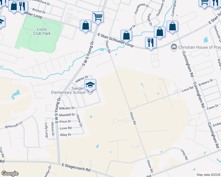 map of restaurants, bars, coffee shops, grocery stores, and more near 5007 Onion Road in Killeen