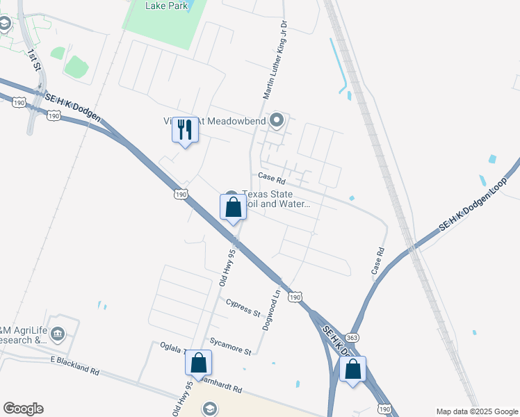 map of restaurants, bars, coffee shops, grocery stores, and more near 1600 Lummus Drive in Temple