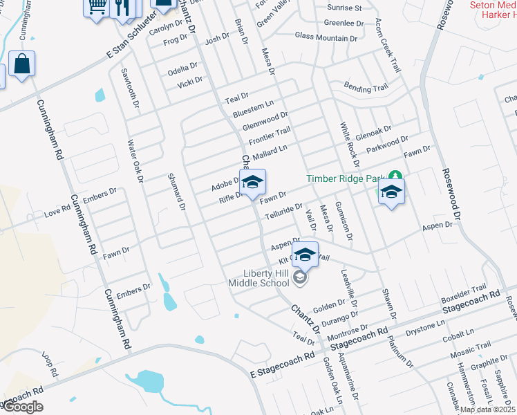 map of restaurants, bars, coffee shops, grocery stores, and more near 4401 Telluride Drive in Killeen