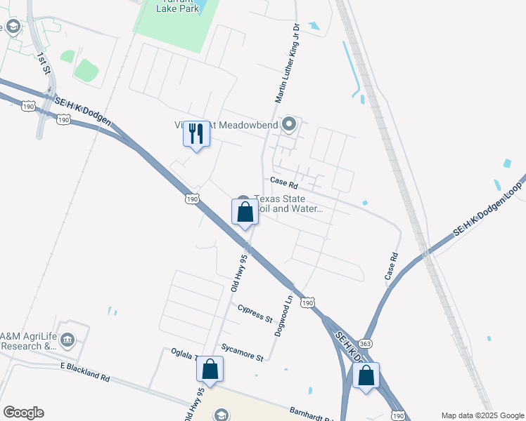 map of restaurants, bars, coffee shops, grocery stores, and more near 1600 Lummus Drive in Temple
