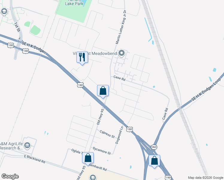 map of restaurants, bars, coffee shops, grocery stores, and more near 1600 Lummus Drive in Temple