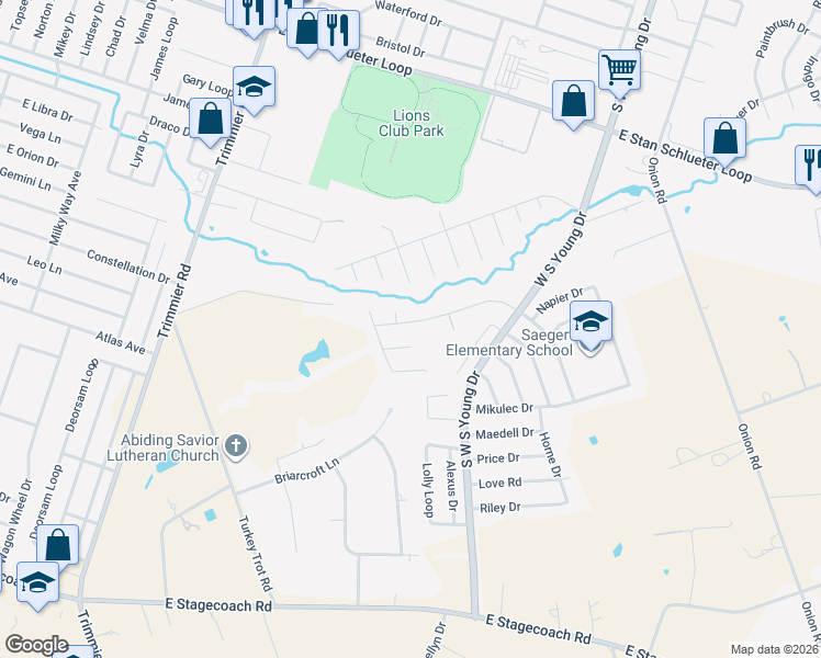 map of restaurants, bars, coffee shops, grocery stores, and more near 1810 Schorn Drive in Killeen