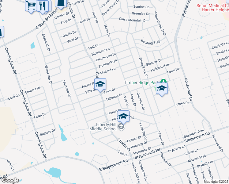 map of restaurants, bars, coffee shops, grocery stores, and more near 4510 Fawn Drive in Killeen