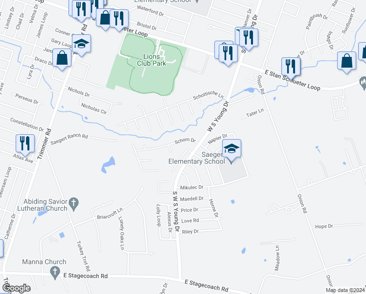 map of restaurants, bars, coffee shops, grocery stores, and more near 2008 Schorn Drive in Killeen