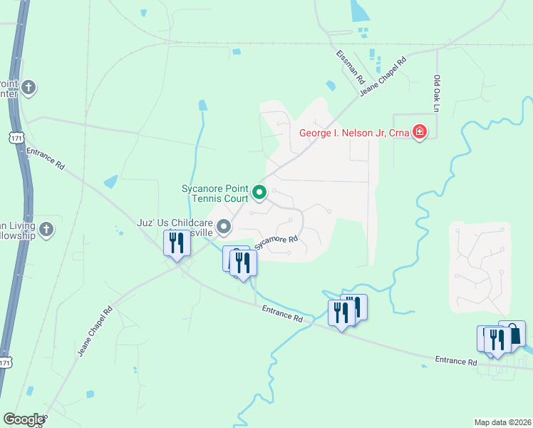 map of restaurants, bars, coffee shops, grocery stores, and more near 850 Briarwood Circle in Leesville