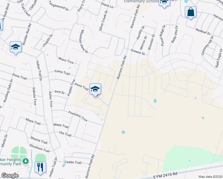 map of restaurants, bars, coffee shops, grocery stores, and more near 2042 Warriors Path in Harker Heights