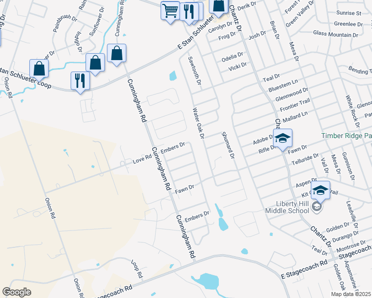 map of restaurants, bars, coffee shops, grocery stores, and more near 4210 Embers Drive in Killeen