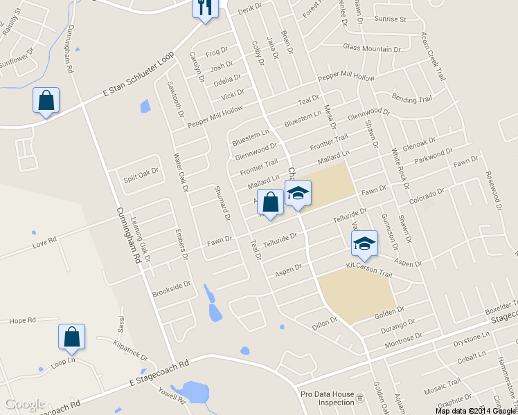 map of restaurants, bars, coffee shops, grocery stores, and more near 4210 Adobe Drive in Killeen