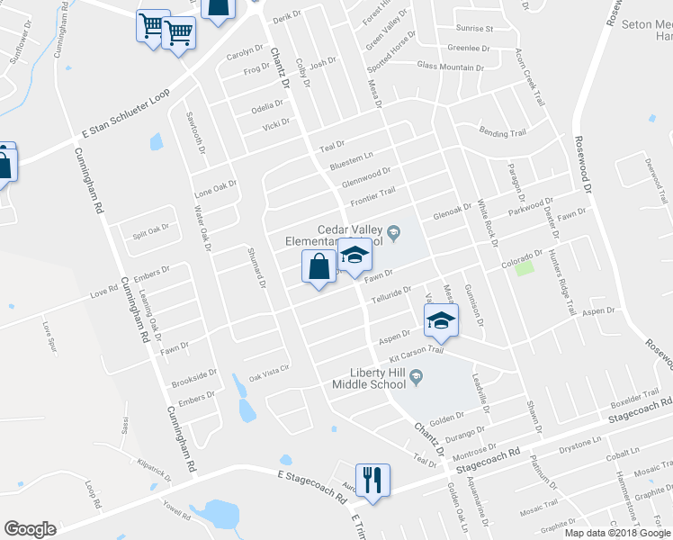 map of restaurants, bars, coffee shops, grocery stores, and more near 4307 Rifle Drive in Killeen
