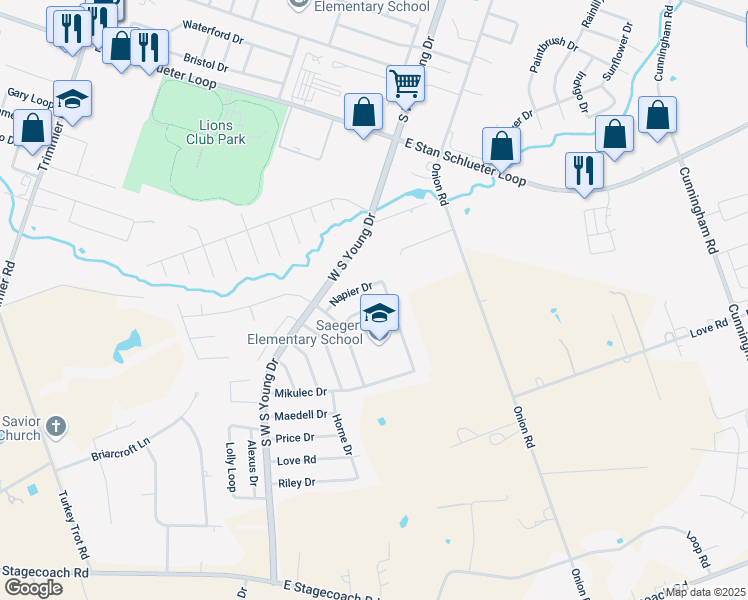 map of restaurants, bars, coffee shops, grocery stores, and more near 2407 Eppinette Drive in Killeen
