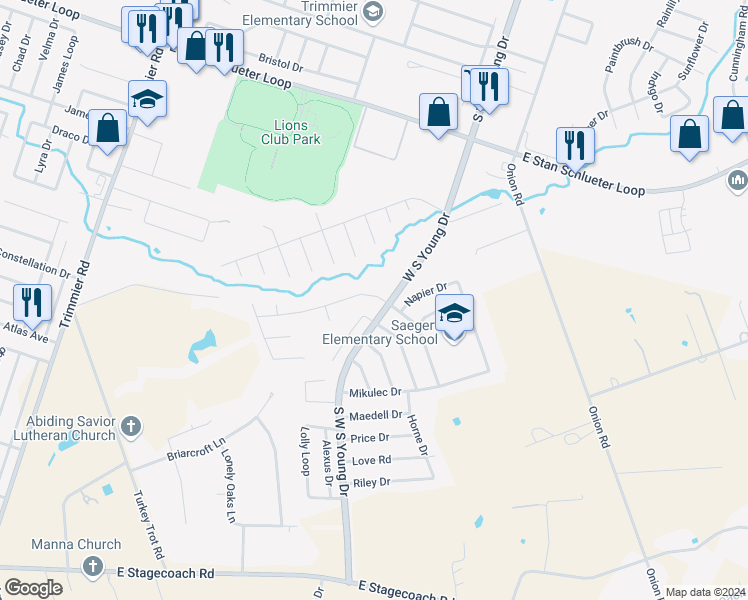 map of restaurants, bars, coffee shops, grocery stores, and more near 2106 Schorn Drive in Killeen