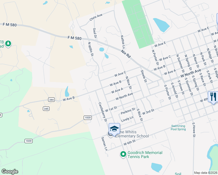 map of restaurants, bars, coffee shops, grocery stores, and more near 1406 West Avenue B in Lampasas