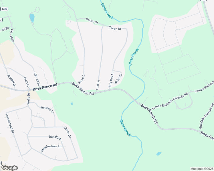 map of restaurants, bars, coffee shops, grocery stores, and more near 3400 Etta Kay Lane in Kempner