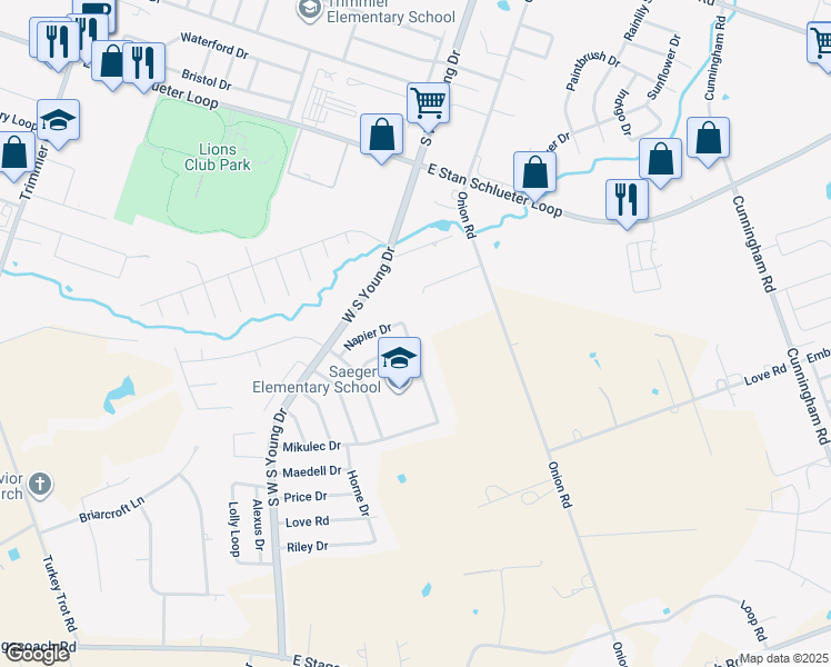 map of restaurants, bars, coffee shops, grocery stores, and more near 5300 Oster Drive in Killeen