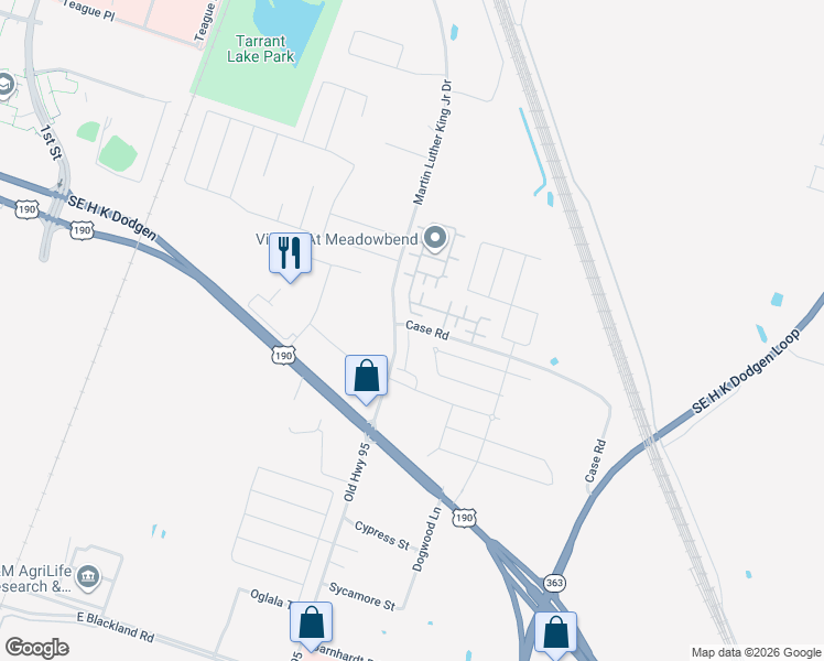map of restaurants, bars, coffee shops, grocery stores, and more near 1587 Case Road in Temple