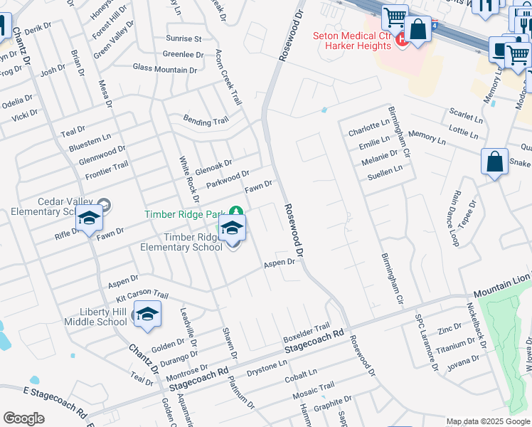 map of restaurants, bars, coffee shops, grocery stores, and more near 5204 Yellow Pine Court in Killeen