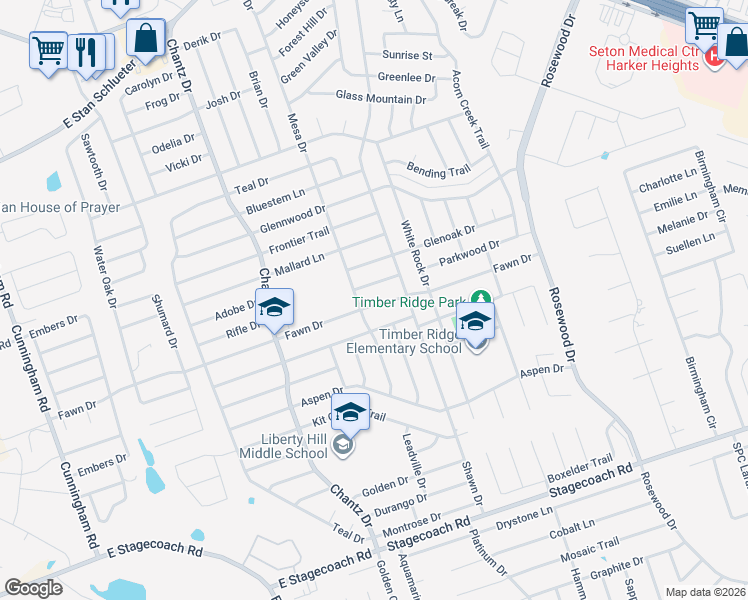 map of restaurants, bars, coffee shops, grocery stores, and more near 4701 Browning Drive in Killeen