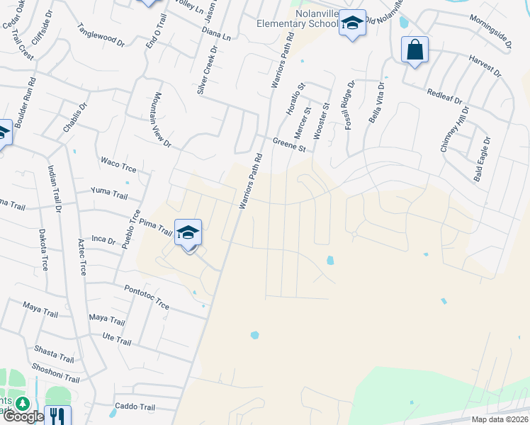 map of restaurants, bars, coffee shops, grocery stores, and more near 1801-2291 Warriors Path in Harker Heights