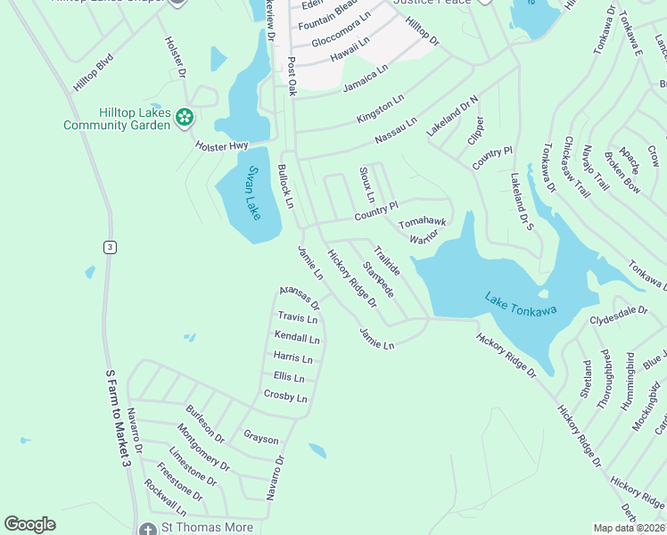map of restaurants, bars, coffee shops, grocery stores, and more near 36 Trailride in Hilltop Lakes