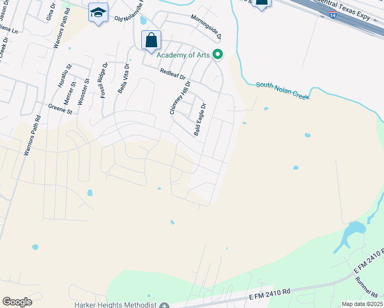 map of restaurants, bars, coffee shops, grocery stores, and more near 8016 Bella Charca Parkway in Nolanville