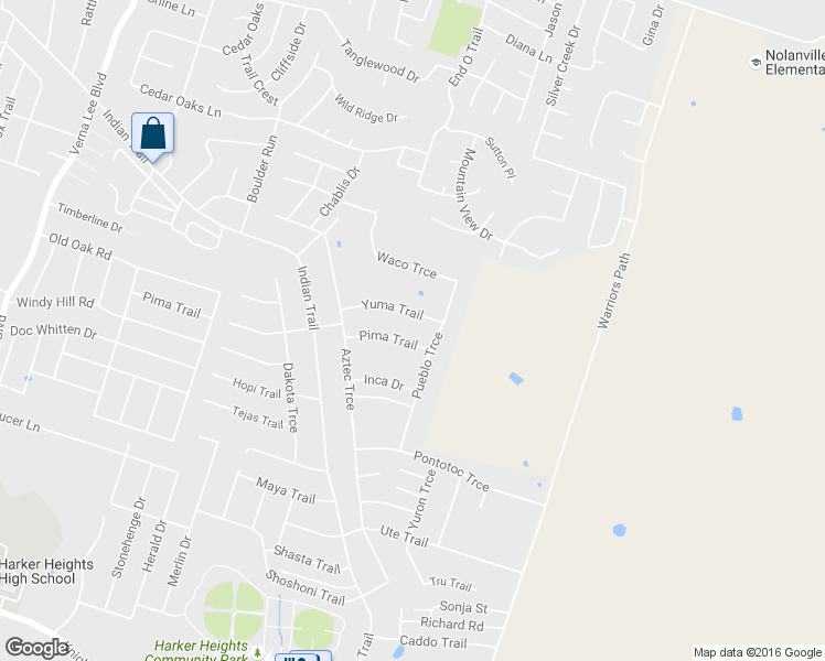 map of restaurants, bars, coffee shops, grocery stores, and more near 1616 Yuma Trail in Harker Heights