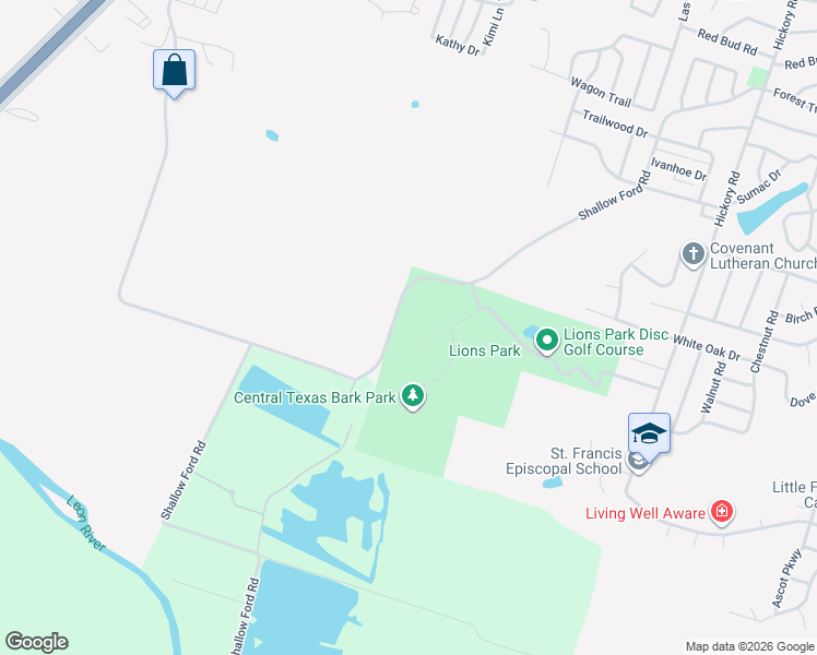 map of restaurants, bars, coffee shops, grocery stores, and more near 4651 Shallow Ford Road in Temple