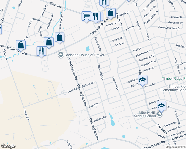 map of restaurants, bars, coffee shops, grocery stores, and more near 3912 Split Oak Drive in Killeen