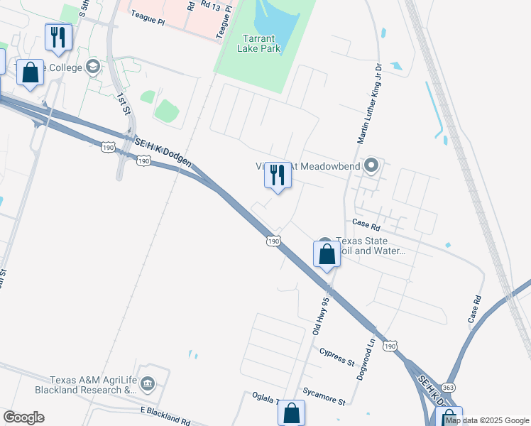map of restaurants, bars, coffee shops, grocery stores, and more near 2916 Country Lane Drive in Temple