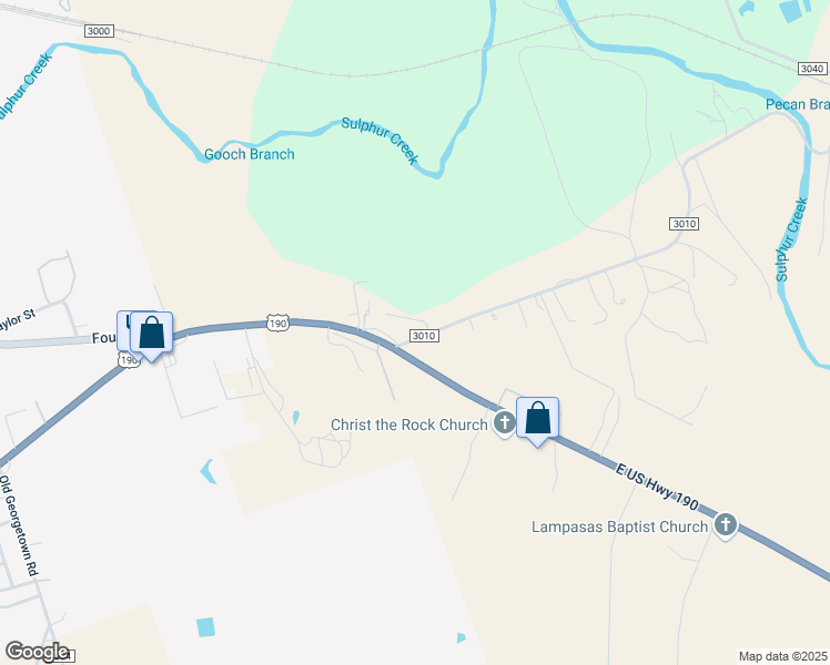 map of restaurants, bars, coffee shops, grocery stores, and more near 191 Hillside Drive in Lampasas