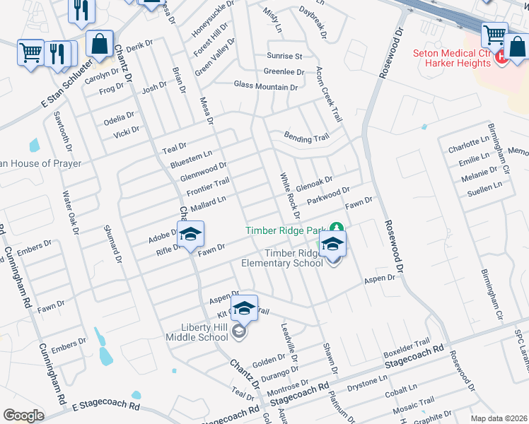 map of restaurants, bars, coffee shops, grocery stores, and more near 4806 Browning Drive in Killeen
