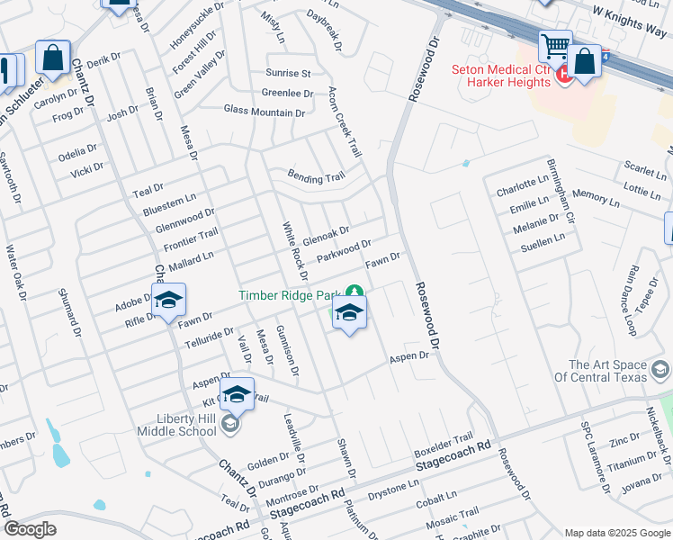 map of restaurants, bars, coffee shops, grocery stores, and more near 5003 Fawn Drive in Killeen