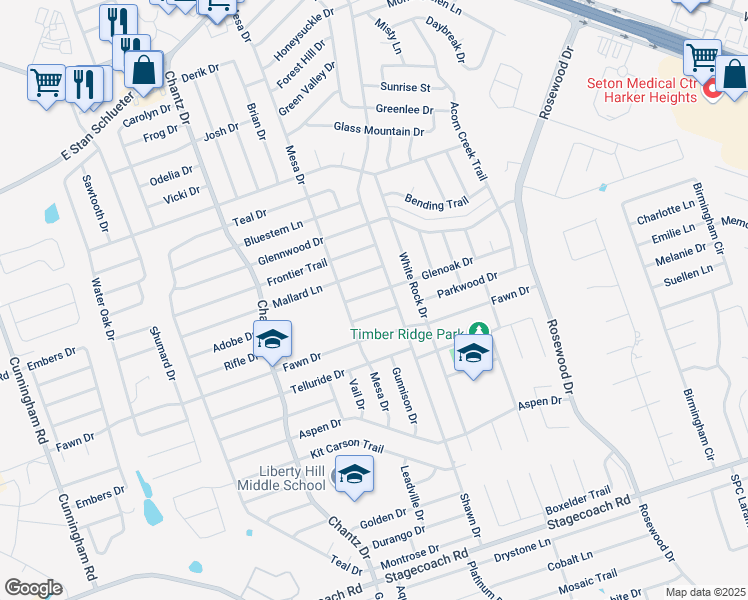 map of restaurants, bars, coffee shops, grocery stores, and more near 4806 Browning Drive in Killeen