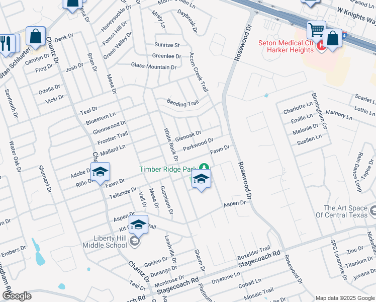 map of restaurants, bars, coffee shops, grocery stores, and more near 5003 Fawn Drive in Killeen