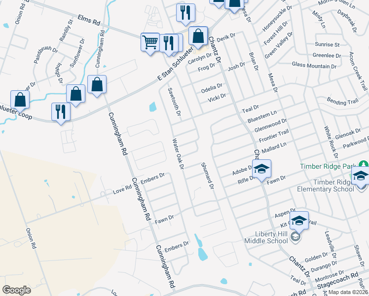 map of restaurants, bars, coffee shops, grocery stores, and more near 3901 Bur Oak Drive in Killeen