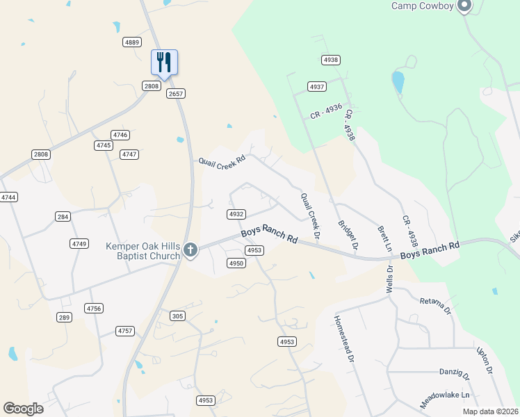 map of restaurants, bars, coffee shops, grocery stores, and more near 180 County Road 4933 in Kempner