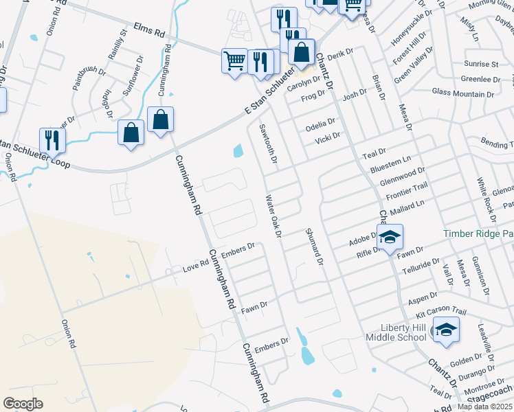 map of restaurants, bars, coffee shops, grocery stores, and more near 3912 Split Oak Drive in Killeen